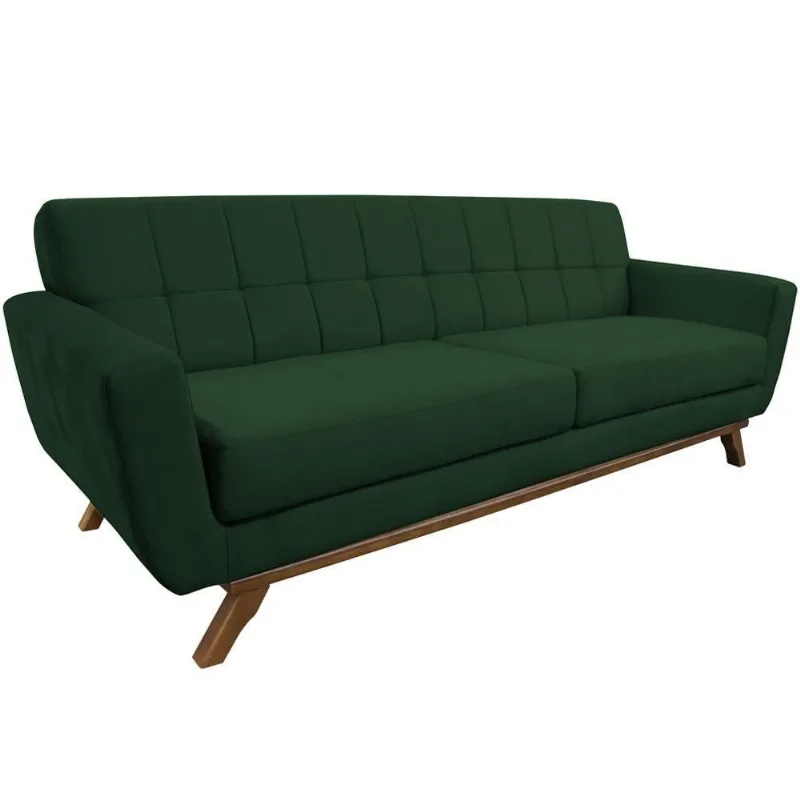 Sofá 4 Lugares 230cm Miami Base Madeira Veludo Verde - Nexta Casa