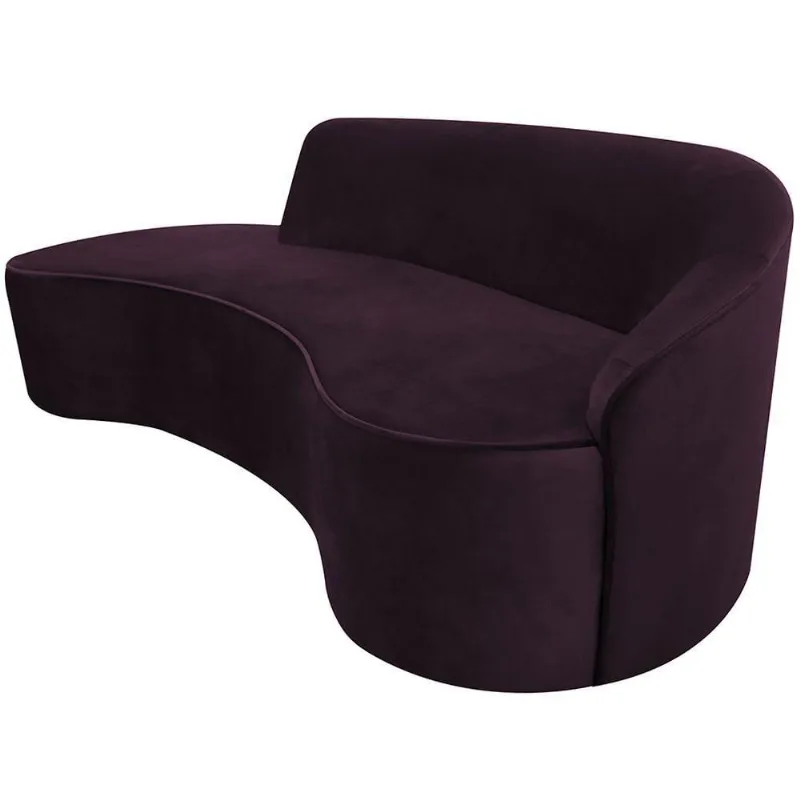 Sofá Curvo 03 Lugares 210cm Eron Braço Esquerdo Veludo Roxo - Nexta Casa - Nexta Casa