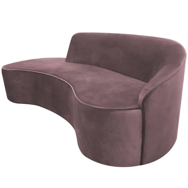 Sofá Curvo 03 Lugares 210cm Eron Braço Esquerdo Veludo Rosê - Nexta Casa - Nexta Casa