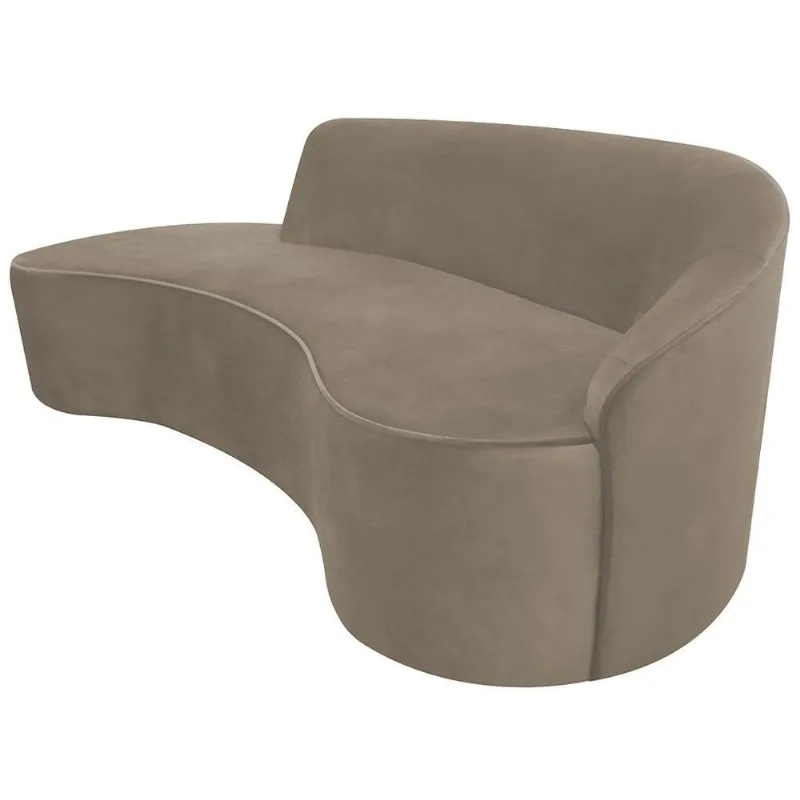 Sofá Curvo 03 Lugares 210cm Eron Braço Esquerdo Veludo Bege - Nexta Casa - Nexta Casa
