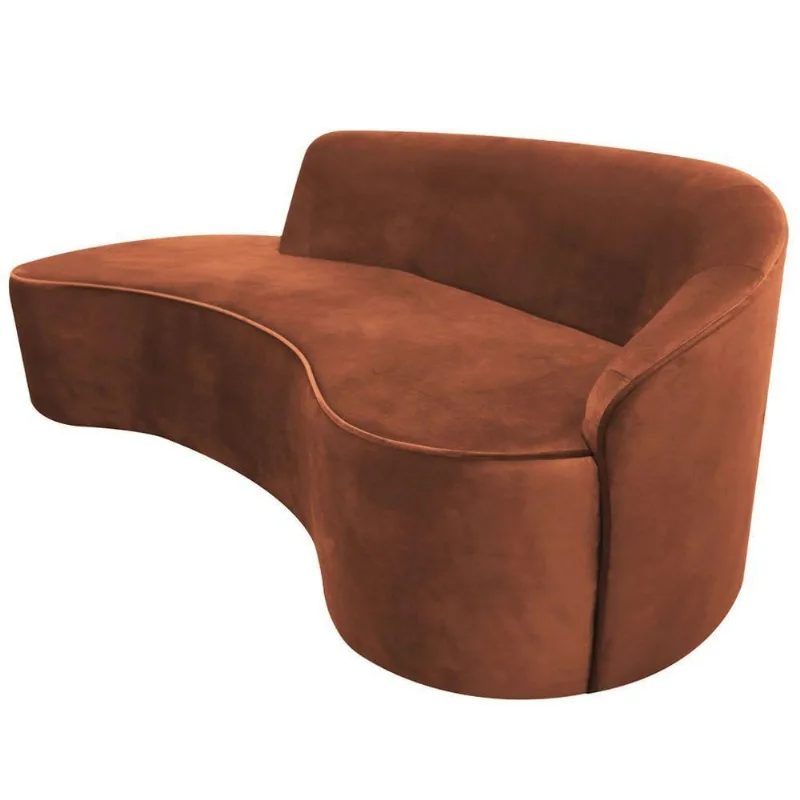 Sofá Curvo 04 Lugares 230cm Eron Braço Esquerdo Veludo Camel - Nexta Casa - Nexta Casa