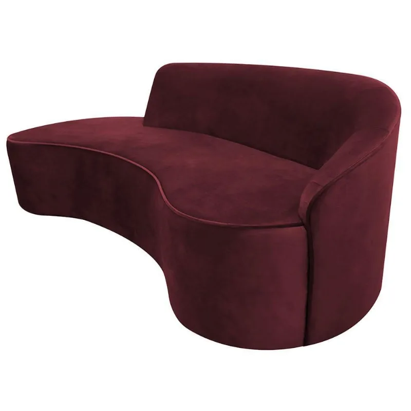 Sofá Curvo 04 Lugares 230cm Eron Braço Esquerdo Veludo Vermelho - Nexta Casa - Nexta Casa