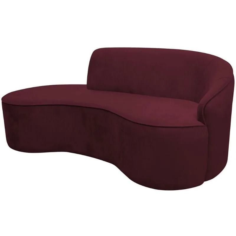 Sofá Curvo 02 Lugares 150cm Eron Braço Esquerdo Veludo Vermelho - Nexta Casa - Nexta Casa