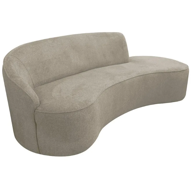 Sofá Curvo 03 Lugares 180cm Eron Braço Direito Suede Camurça Bege - Nexta Casa - Nexta Casa