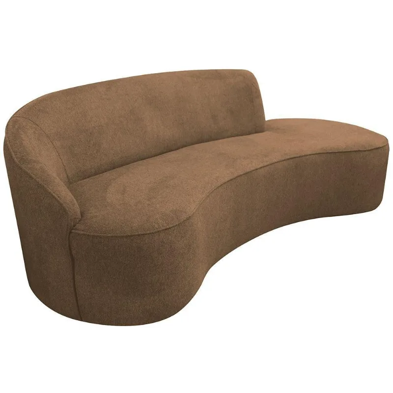 Sofá Curvo 04 Lugares 230cm Eron Braço Direito Linho Camel - Nexta Casa - Nexta Casa
