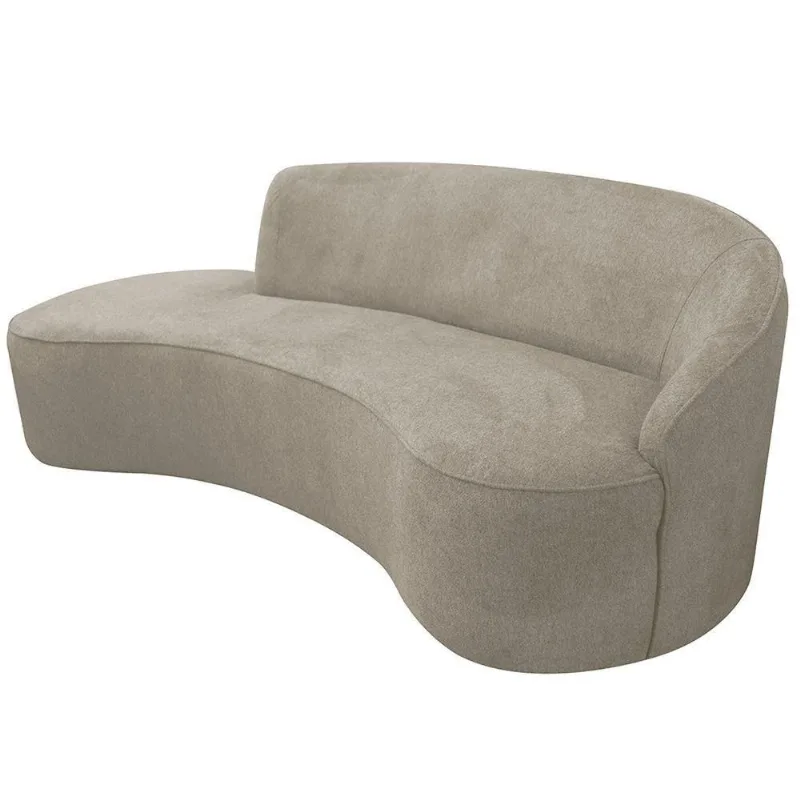 Sofá Curvo 02 Lugares 150cm Eron Braço Esquerdo Suede Camurça Bege - Nexta Casa - Nexta Casa