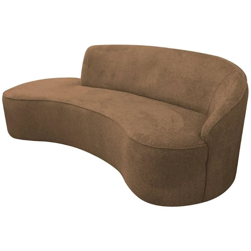 Sofá Curvo 03 Lugares 210cm Eron Braço Esquerdo Linho Camel - Nexta Casa - Nexta Casa