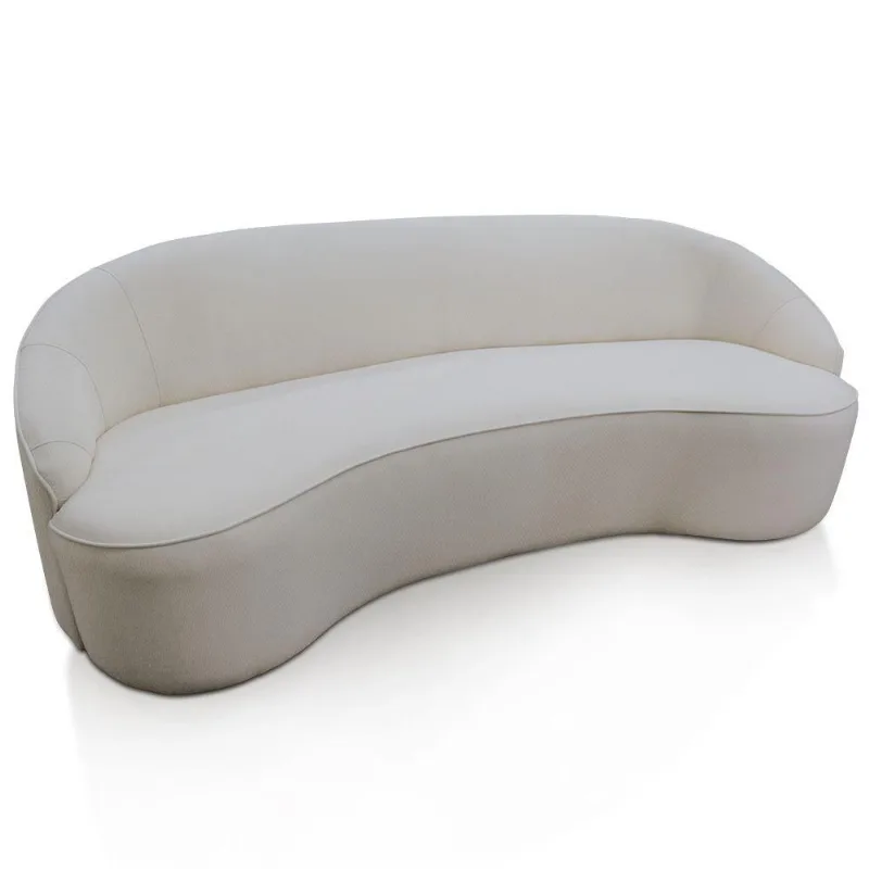 Sofá Curvo Montserrat 230cm 4 Lugares Linho Sintético Cru - Nexta Casa - Nexta Casa