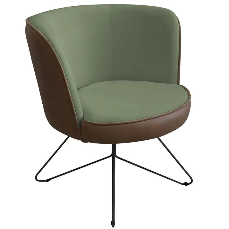 Poltrona Decorativa Chiara Base Orby Corano Marrom/poliéster Verde Claro - Nexta Casa