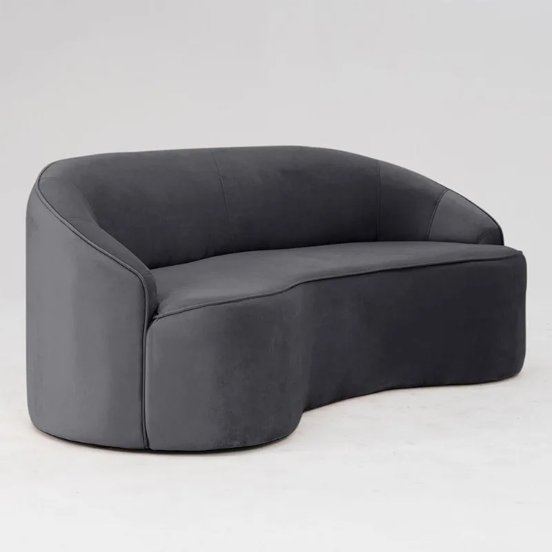 Sofá Curvo Montserrat 150cm 02 Lugares Veludo Cinza Titânio - Nexta Casa - Nexta Casa