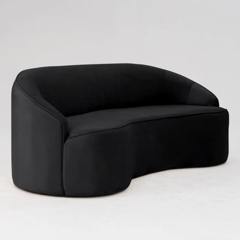 Sofá Curvo Montserrat 180cm 03 Lugares Veludo Preto - Nexta Casa - Nexta Casa