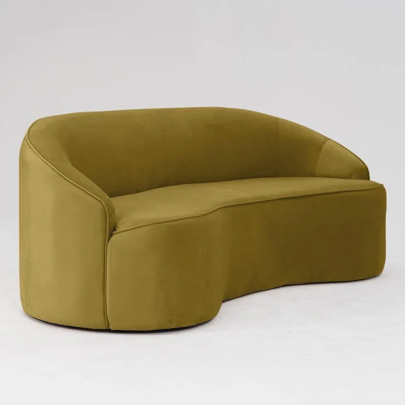 Sofá Curvo Montserrat 210cm 03 Lugares Veludo Amarelo - Nexta Casa - Nexta Casa