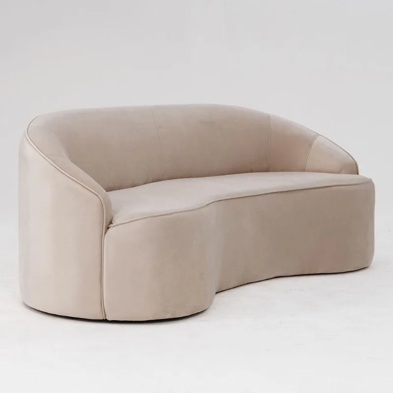 Sofá Curvo Montserrat 210cm 03 Lugares Veludo Off White - Nexta Casa - Nexta Casa