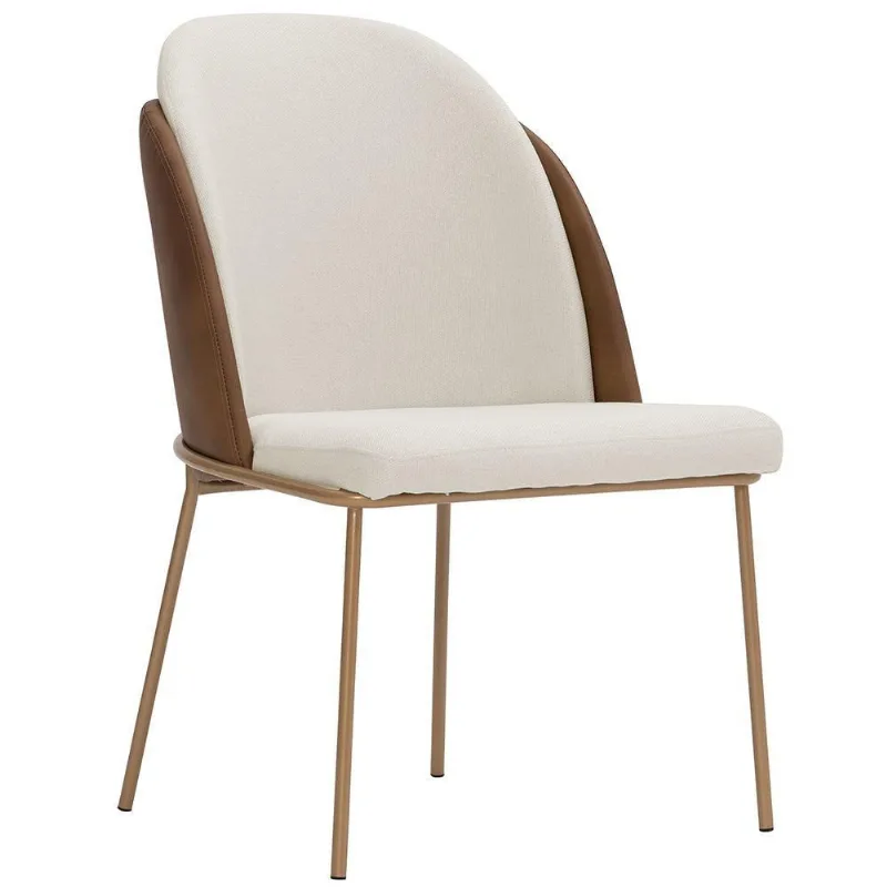 Cadeira De Jantar Mila Aço Ouro.f Corano Marrom/velosuede Off White - Nexta Casa - Nexta Casa