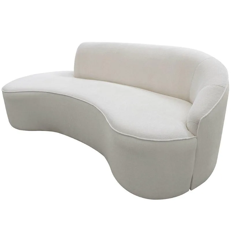Sofá Curvo 03 Lugares 180cm Eron Braço Esquerdo Bouclé Off White - Nexta Casa - Nexta Casa
