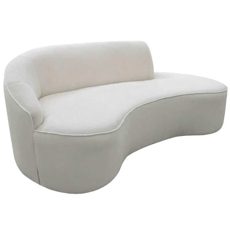 Sofá Curvo 03 Lugares 210cm Eron Braço Direito Bouclé Off White - Nexta Casa - Nexta Casa