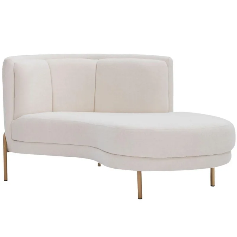 Sofá Chaise Direito Base Ouro Fosco Penélope Bouclé Off White - Nexta Casa