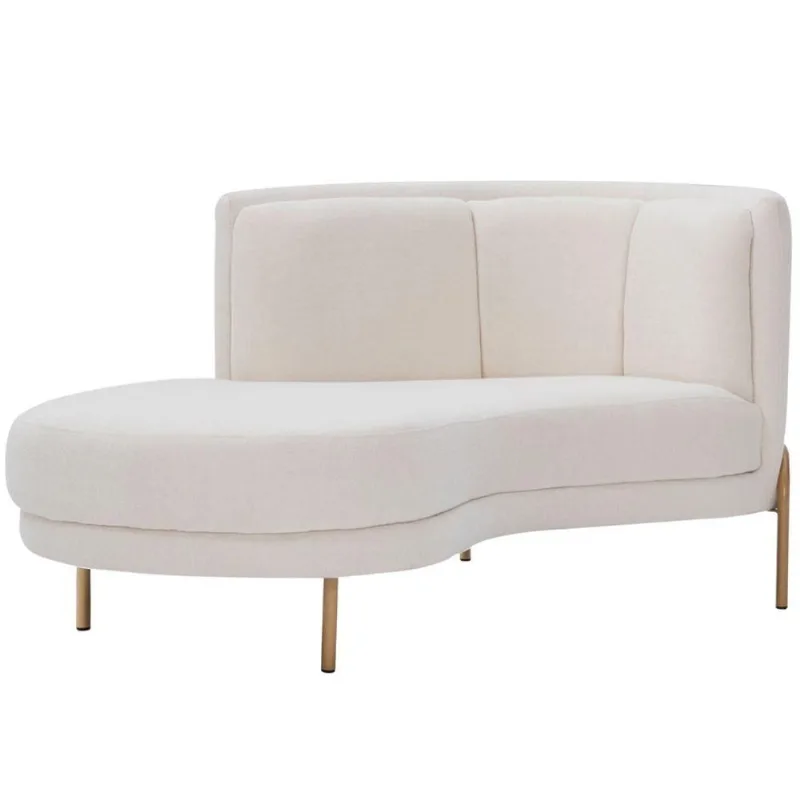 Sofá Chaise Esquerdo Base Ouro Fosco Penélope Bouclé Off White - Nexta Casa