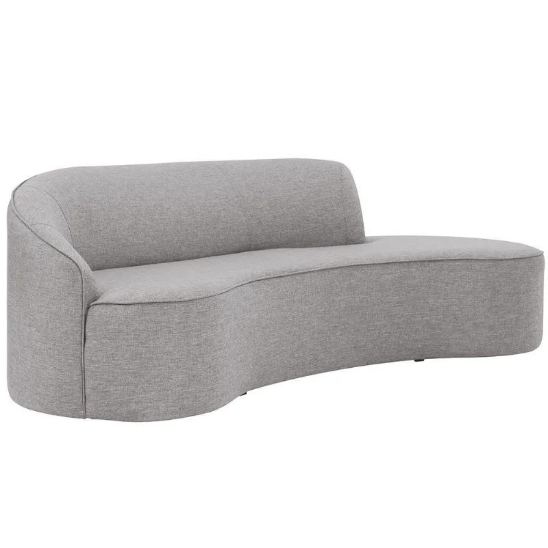 Sofá Curvo 02 Lugares 150cm Eron Braço Direito Linho Cinza Claro - Nexta Casa - Nexta Casa