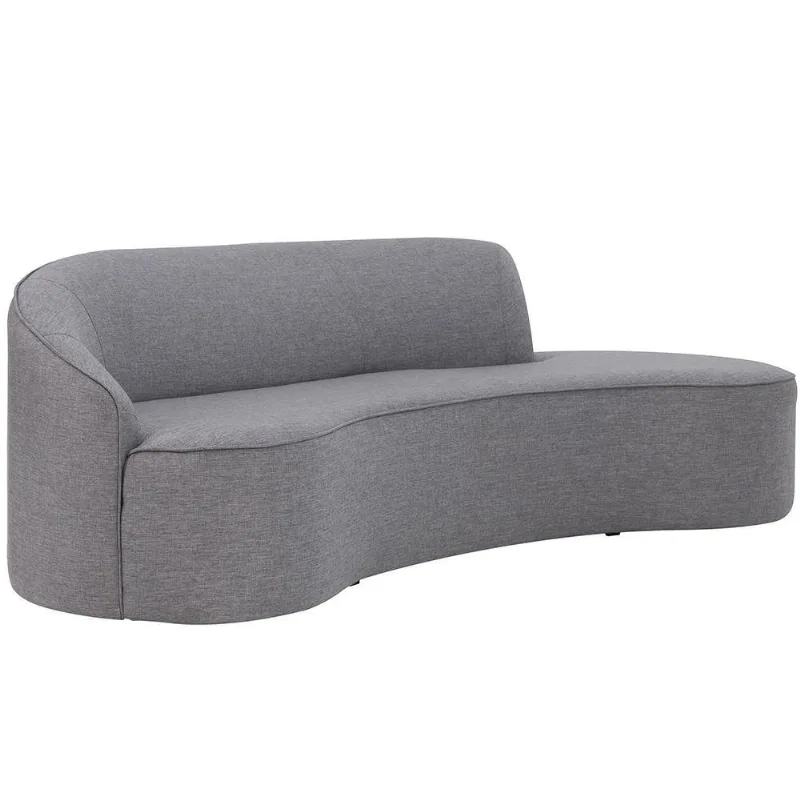 Sofá Curvo 03 Lugares 180cm Braço Direito Eron Linho Cinza Mesclado - Nexta Casa - Nexta Casa