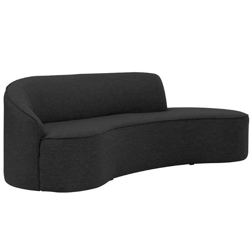 Sofá Curvo 03 Lugares 180cm Eron Braço Direito Linho Preto Acinzentado - Nexta Casa - Nexta Casa