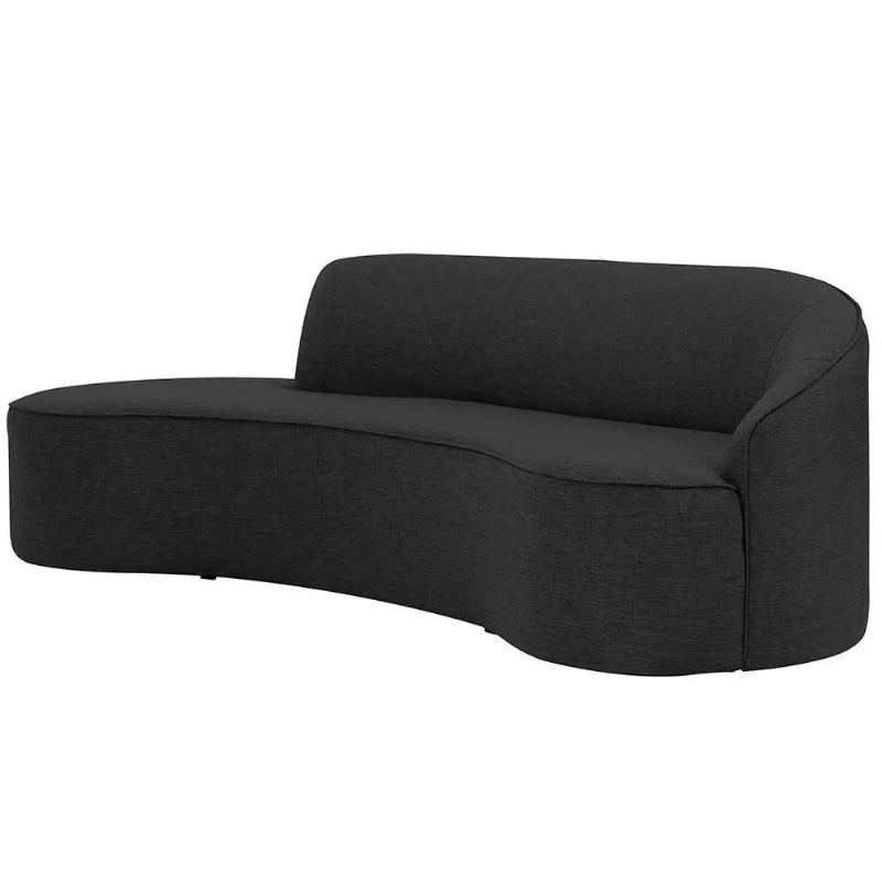 Sofá Curvo 04 Lugares 230cm Eron Braço Esquerdo Linho Preto Acinzentado - Nexta Casa - Nexta Casa