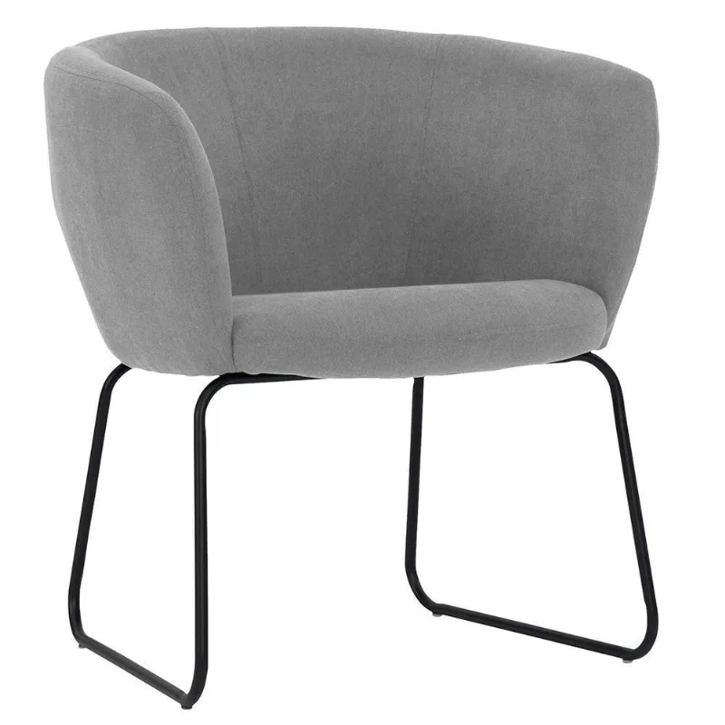Poltrona Decorativa Isis Base Aço Preto Suede Camurça Cinza - Nexta Casa