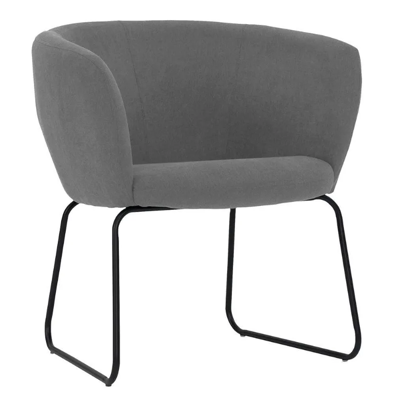Poltrona Decorativa Isis Base Aço Preto Suede Camurça Cinza Escuro - Nexta Casa