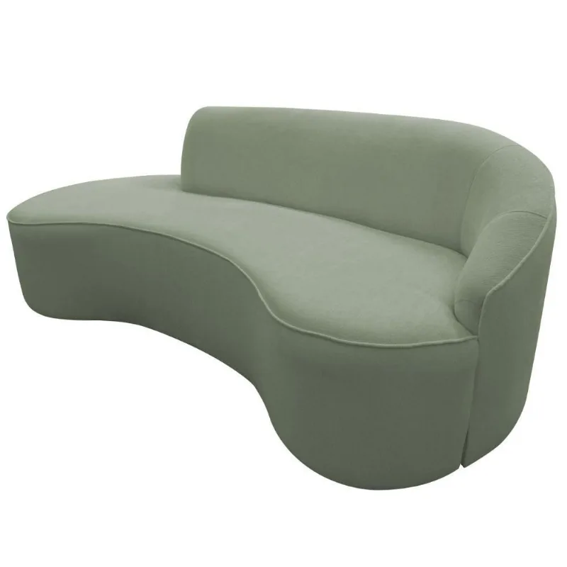 Sofá Curvo 02 Lugares 150cm Eron Braço Esquerdo Bouclé Verde Claro - Nexta Casa - Nexta Casa