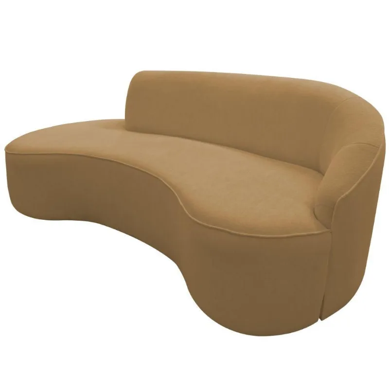Sofá Curvo 03 Lugares 180cm Eron Braço Esquerdo Bouclé Camel - Nexta Casa - Nexta Casa