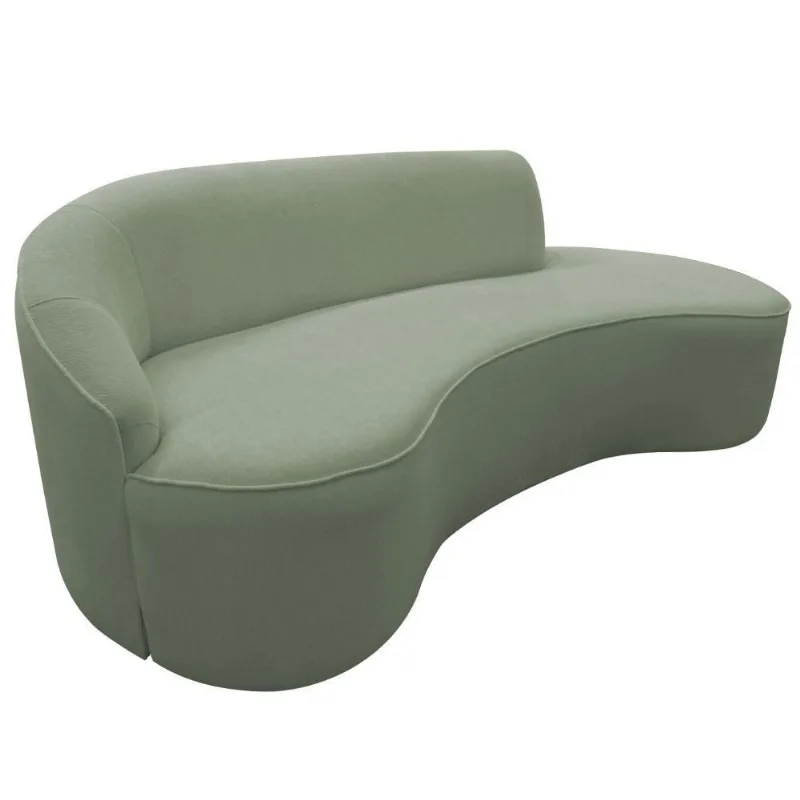 Sofá Curvo 03 Lugares 210cm Eron Braço Direito Bouclé Verde Claro - Nexta Casa - Nexta Casa