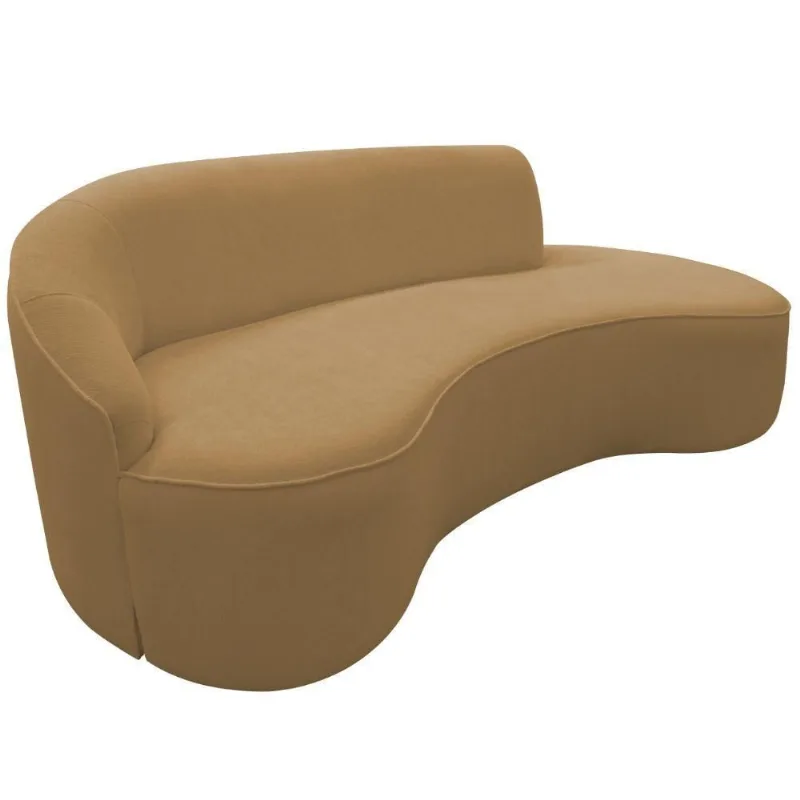 Sofá Curvo 03 Lugares 210cm Eron Braço Direito Bouclé Camel - Nexta Casa - Nexta Casa