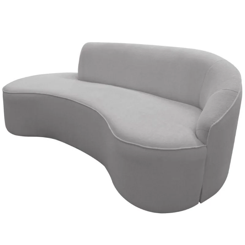 Sofá Curvo 03 Lugares 210cm Eron Braço Esquerdo Bouclé Cinza Claro - Nexta Casa - Nexta Casa