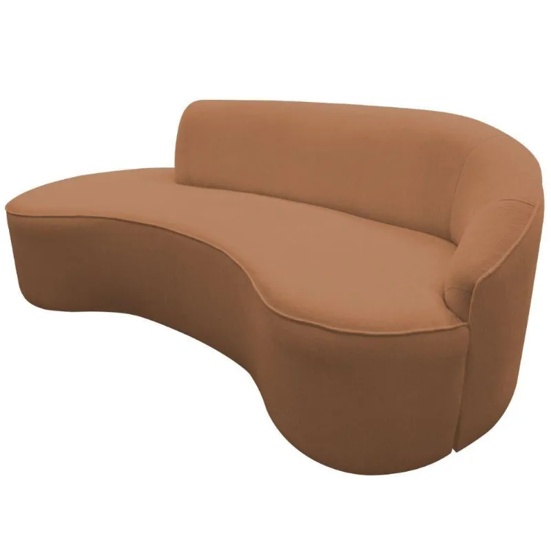 Sofá Curvo 03 Lugares 210cm Eron Braço Esquerdo Bouclé Terracota - Nexta Casa - Nexta Casa