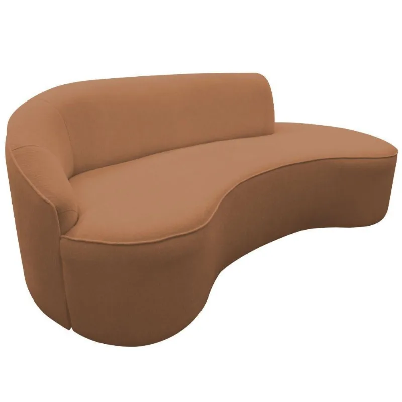 Sofá Curvo 04 Lugares 230cm Eron Braço Direito Bouclé Terracota - Nexta Casa - Nexta Casa