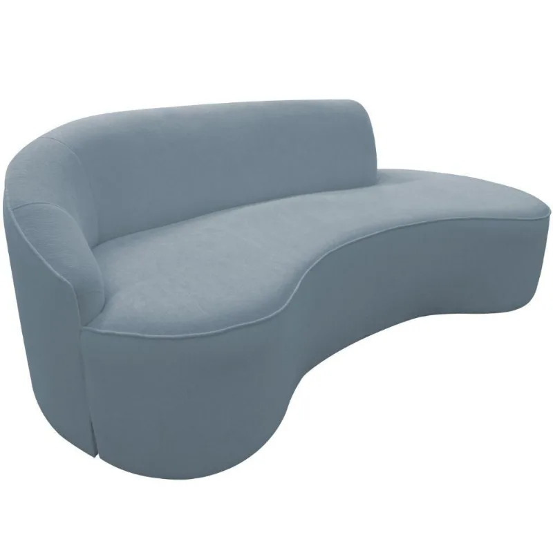 Sofá Curvo 04 Lugares 230cm Eron Braço Direito Bouclé Azul Claro - Nexta Casa - Nexta Casa