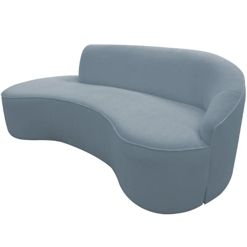 Sofá Curvo 04 Lugares 230cm Eron Braço Esquerdo Bouclé Azul Claro - Nexta Casa - Nexta Casa