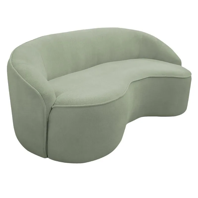 Sofá Curvo Montserrat 180cm 03 Lugares Bouclé Verde Claro - Nexta Casa - Nexta Casa