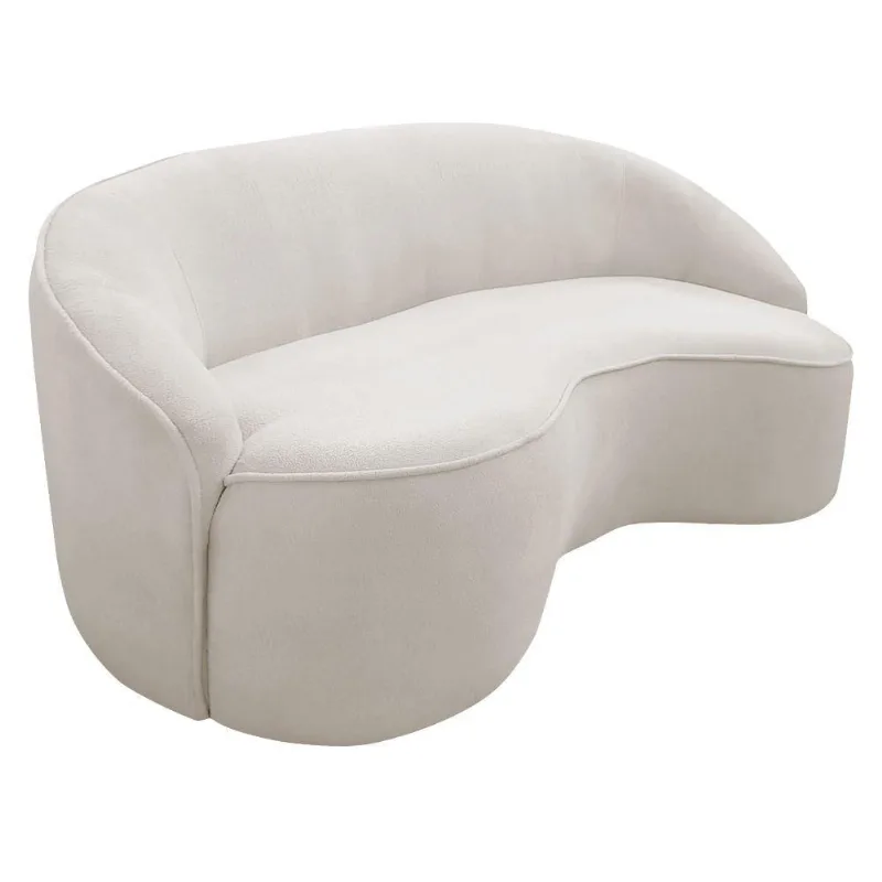 Sofá Curvo Montserrat 210cm 03 Lugares Bouclé Off White - Nexta Casa - Nexta Casa