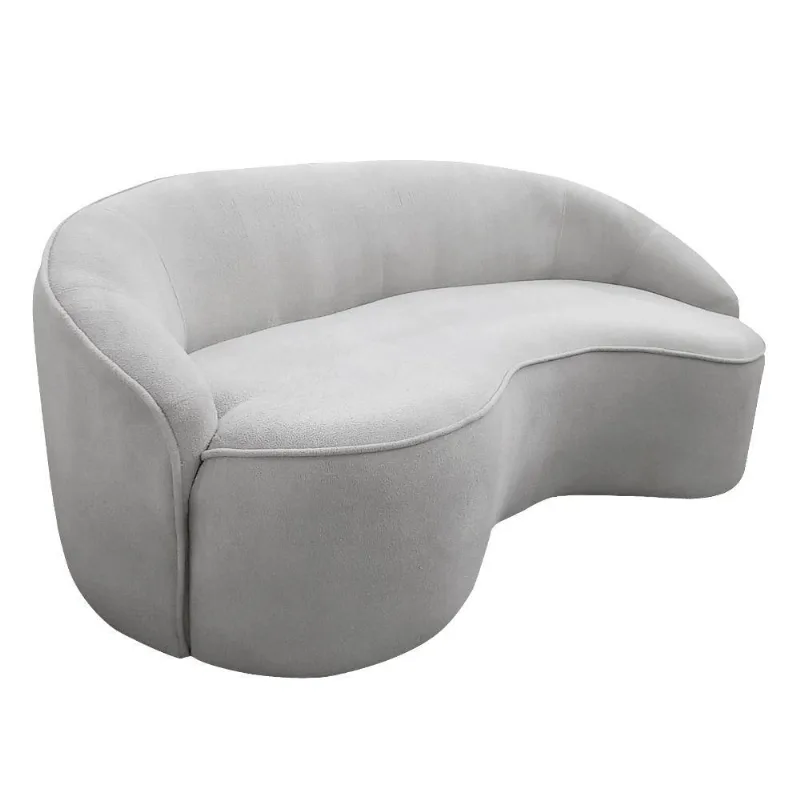 Sofá Curvo Montserrat 210cm 03 Lugares Bouclé Cinza Claro - Nexta Casa - Nexta Casa