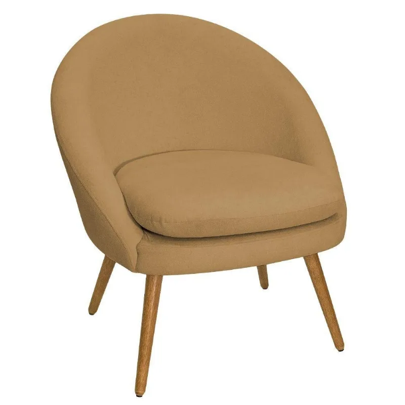 Poltrona Para Sala Rafa Pés Palito Castanho Bouclé Camel - Nexta Casa