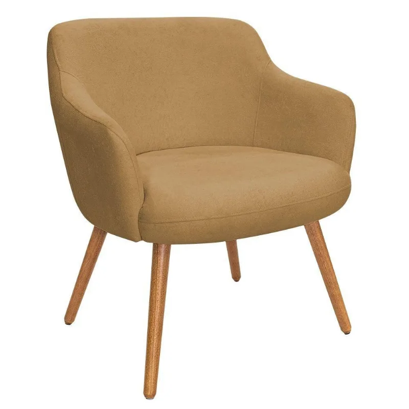 Poltrona Decorativa Jade Pés Palito Castanho Bouclé Camel - Nexta Casa