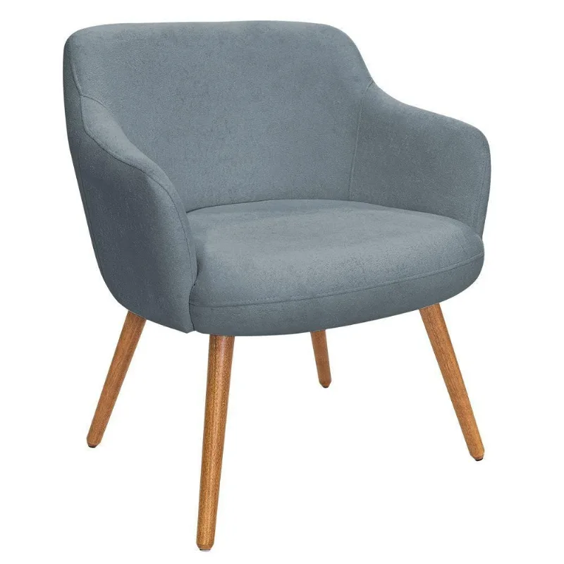 Poltrona Decorativa Jade Pés Palito Castanho Bouclé Azul Claro - Nexta Casa