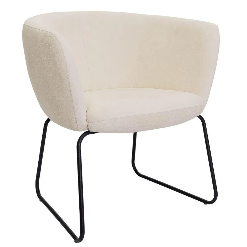 Poltrona Decorativa Isis Base Aço Preto Bouclé Off White - Nexta Casa