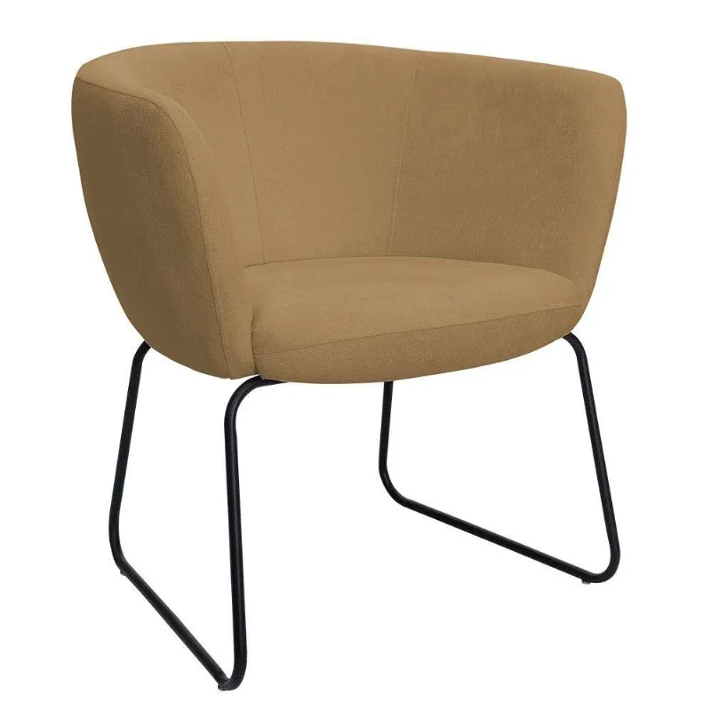 Poltrona Decorativa Isis Base Aço Preto Bouclé Camel - Nexta Casa