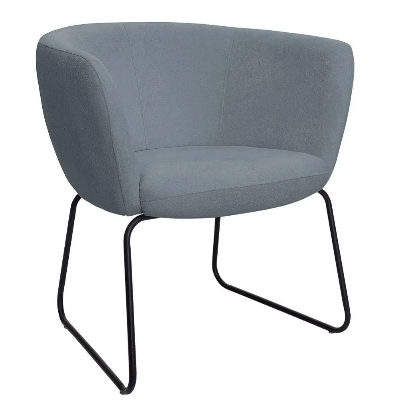 Poltrona Decorativa Isis Base Aço Preto Bouclé Azul Claro - Nexta Casa
