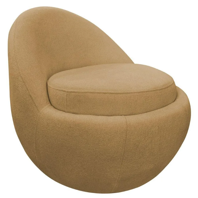 Poltrona Decorativa Orgânica Kaira Base Fixa Bouclé Camel - Nexta Casa