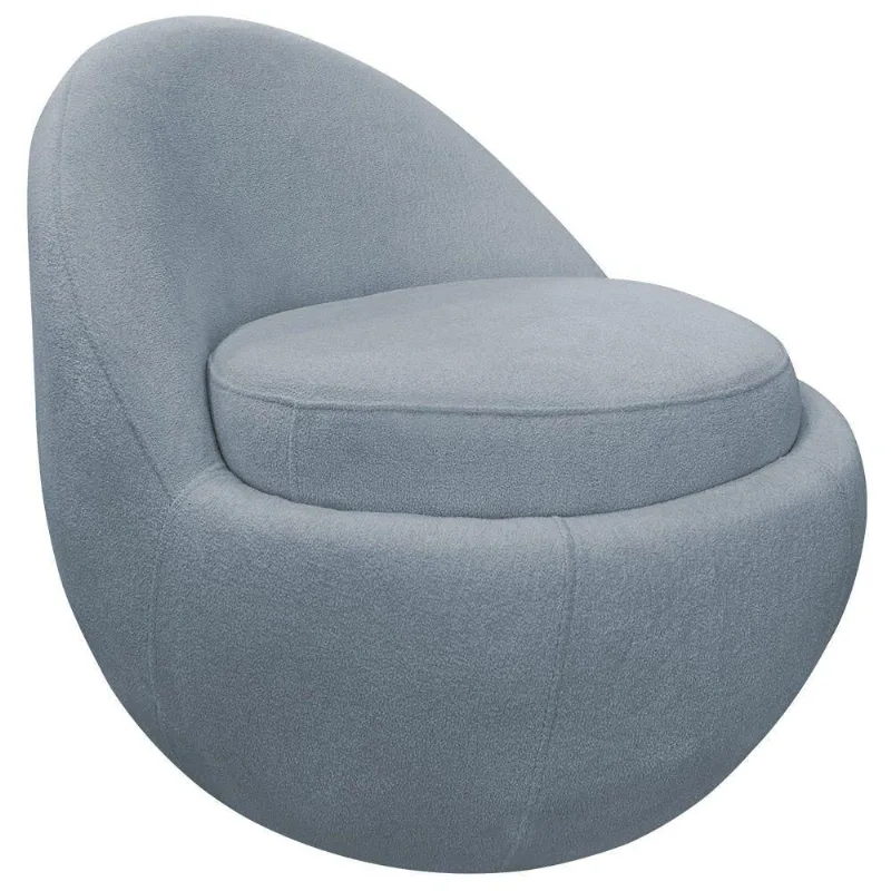 Poltrona Decorativa Orgânica Kaira Base Fixa Bouclé Azul Claro - Nexta Casa