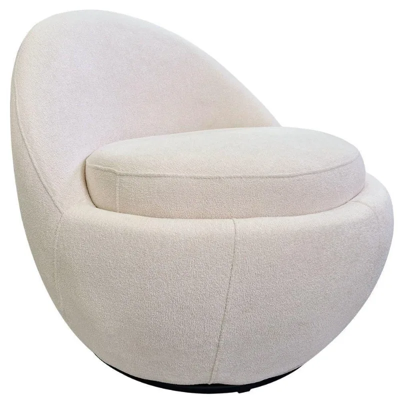 Poltrona Orgânica Kaira Giratória Bouclé Off White - Nexta Casa