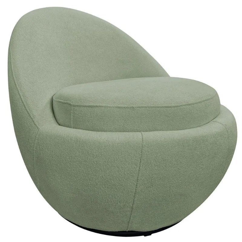 Poltrona Orgânica Kaira Giratória Bouclé Verde Claro - Nexta Casa